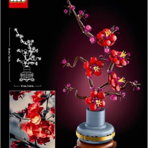 botanicals plum blossom set for adults artificial flowers for indoor gifts for mothers home office decor display piece incl. a buildable flowerpot botanical collection 10369