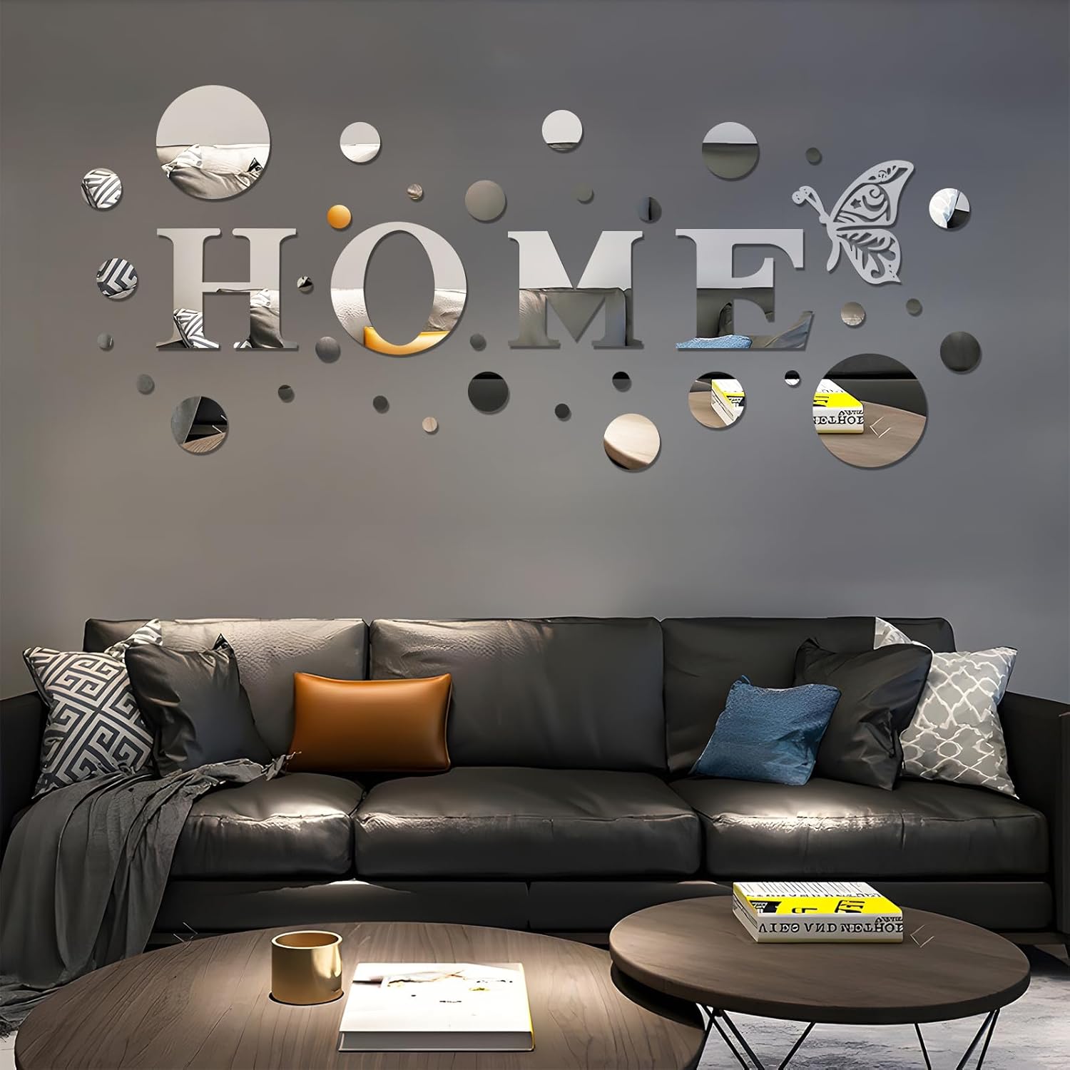 diyjep 37 pieces acrylic 3d mirror wall stickers home letters and round shape