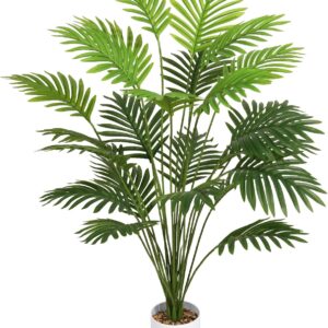 28" Artificial Plant Areca Palm Tree Fake Palm Tree in Pot Tall Faux Plant for Outdoor Indoor Home Garden Office Decoration