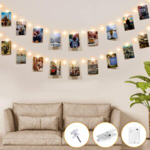 50LED Photo Clip String Lights, 5M Photo Peg Fairy Lights Indoor with 30 Clips Battery Powered Cooper Wire Hanging String Photo Display for Bedroom Birthday Wedding Party Christmas Decorations [Energy Class E]